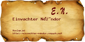 Einvachter Nándor névjegykártya